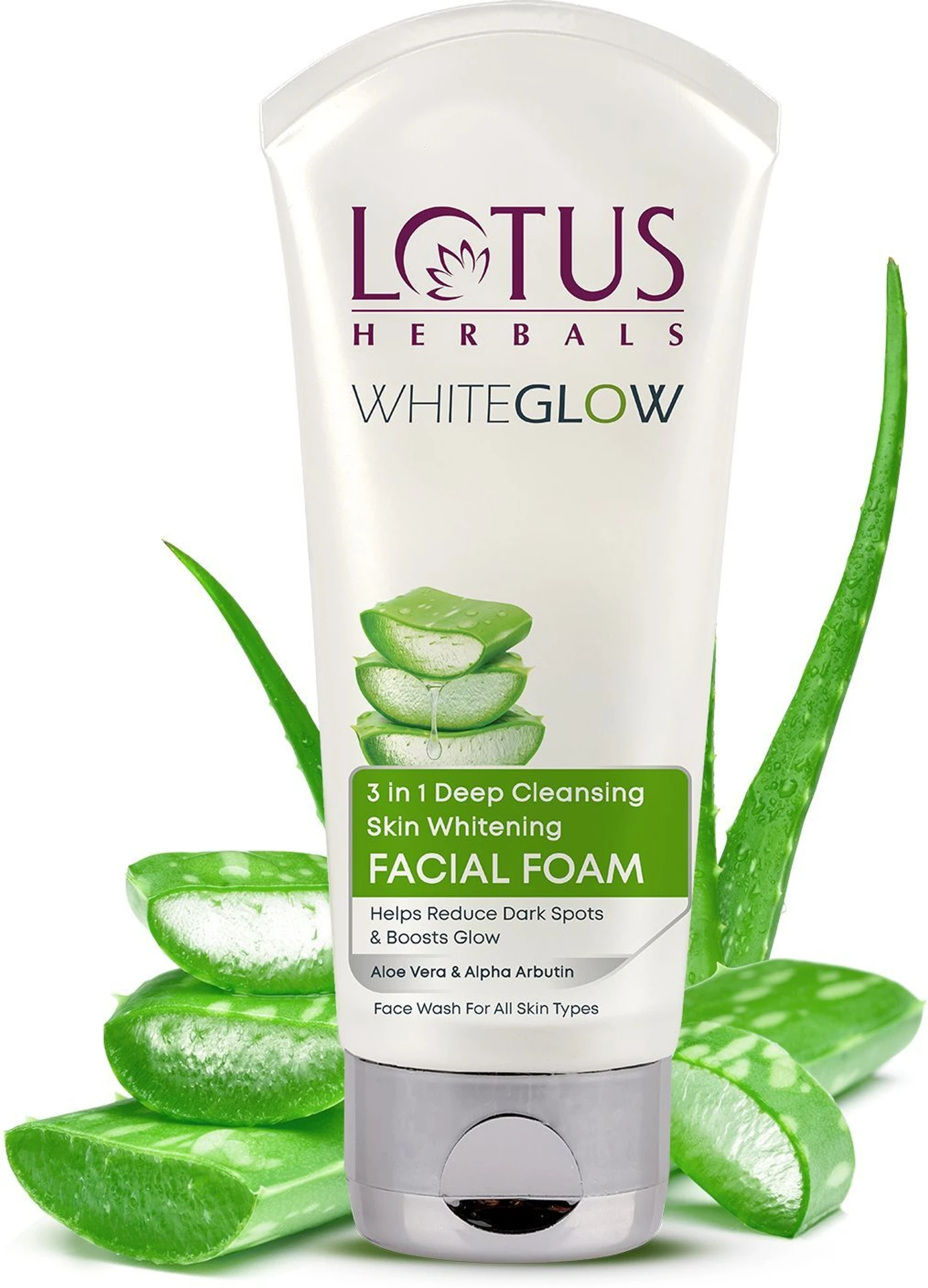 LOTUS Herbals White Glow 3 In 1 Deep Cleansing Skin Whitening Facial Foam 100 G Face Wash (100 g)